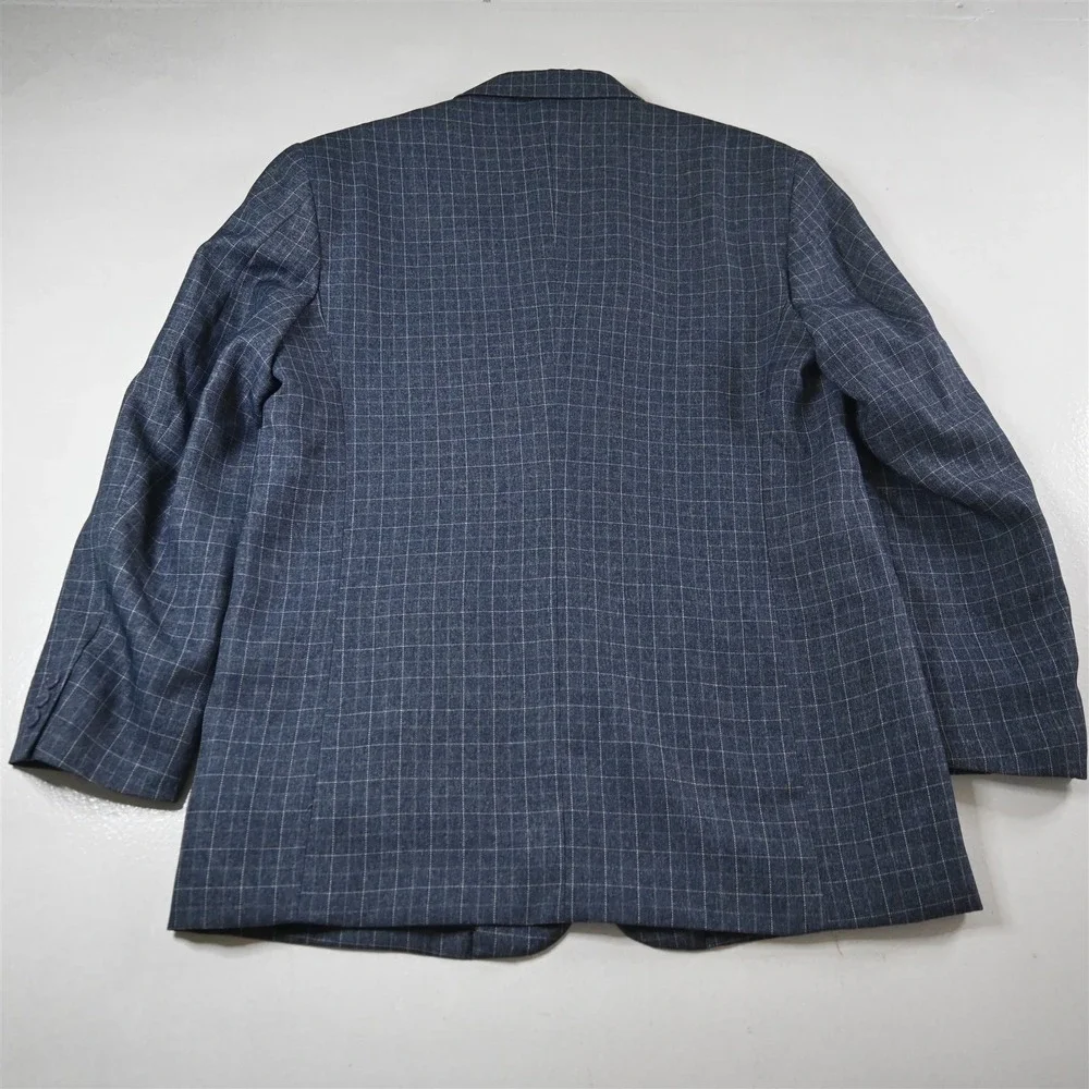 Gianni Vironi 44L 34x32 Blue Windowpane 3 Piece Vest Mens Jacket Pants‎ Suit
